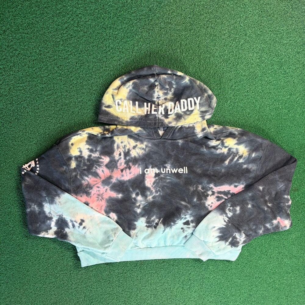 Size L Womens β Call Her Daddy I Am Unwell Barstool Tie Dye Crop Hoodie
